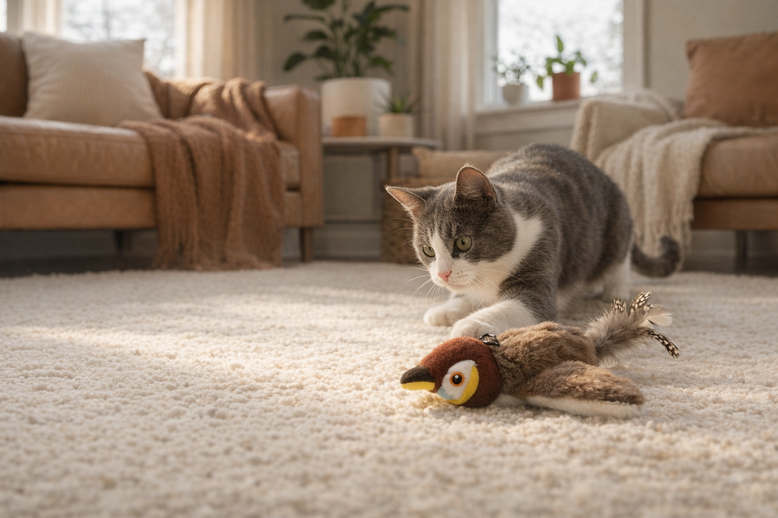 Toys that pull bored cats back into play.